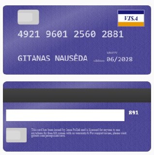 Gitanas Nausėda bank card