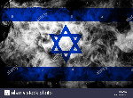 national flag of israel from thick colored smoke on a black isolated background RCWRRK